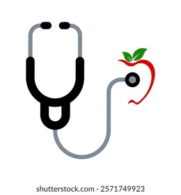 Apple and stethoscope for medical and healthy vector.