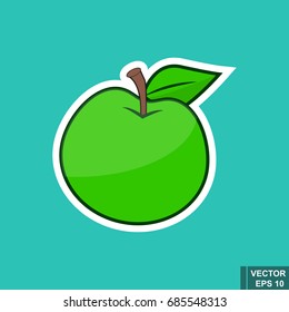 An Apple. Sticker. Proper nutrition. Green fruit. For your design.