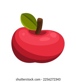 Apple sticker. Vector illustration of cute fall item. Cartoon apple isolated on white background. Autumn decor concept