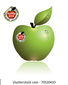 Apple stickers for healthy food. Vector