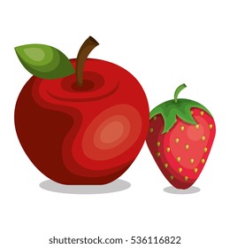 apple and strawberry icon