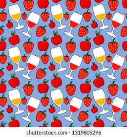 
apple strawberry juice seamless pattern