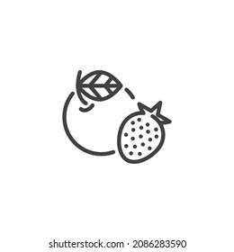 Apple and strawberry line icon. linear style sign for mobile concept and web design. outline vector icon. Symbol, logo illustration. Vector graphics