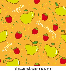 apple and strawberry seamless pattern