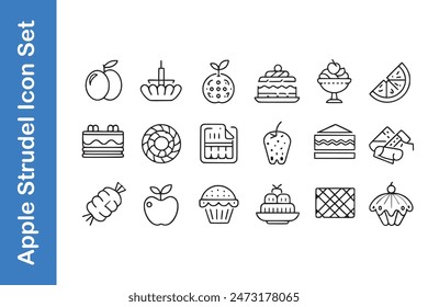 Apple strudel day icon set with vector. 