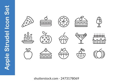 Apple strudel day icon set with vector. 