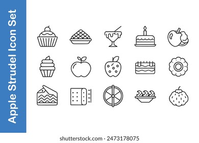 Apple strudel day icon set with vector. 