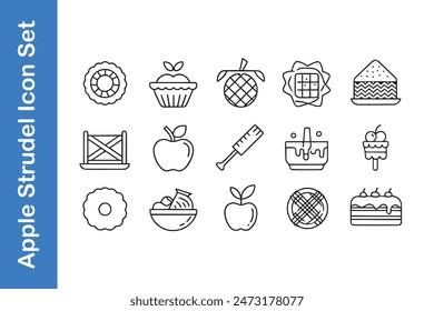 Apple strudel day icon set with vector. 