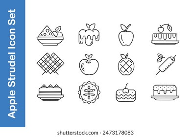 Apple strudel day icon set with vector. 