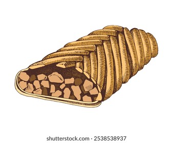 Apfelstrudel Teig handgezeichnet Illustration