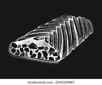 Apfelstrudel Teig handgezeichnet Illustration