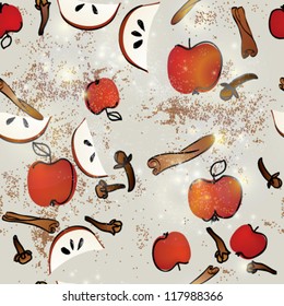 Apple strudel / Seamless pattern with strudel ingredients