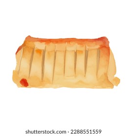 apple strudel with style hand drawn digital painting illustration