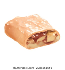 apple strudel with style hand drawn digital painting illustration