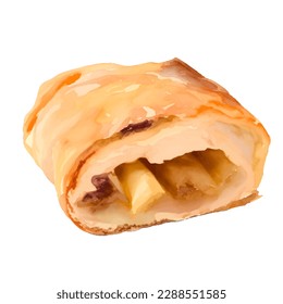 apple strudel with style hand drawn digital painting illustration