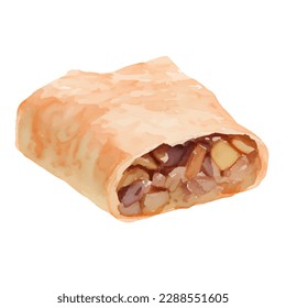 apple strudel with style hand drawn digital painting illustration