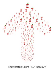 Apple Stump collage composed in the figure of upwards motion arrow. Upwards oriented arrow composition created from apple stump pictograms.