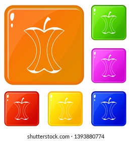 Apple stump icons set collection vector 6 color isolated on white background
