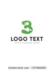 Apple style number type 3 logo template, Vector logo for business and company identity 
