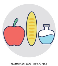 
Apple, submarine bread and drink healthy and delicious food 
