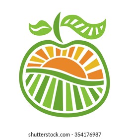 Apple and sun vector illustration