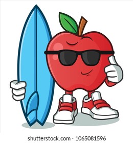 apple surfing vector cartoon illustration