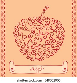 Apple swirly label with border and typography