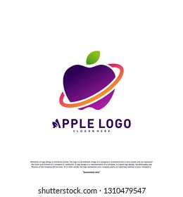 Apple Swoosh logo design concept vector. Fruit Apple Creative Logo vector template. Icon symbol