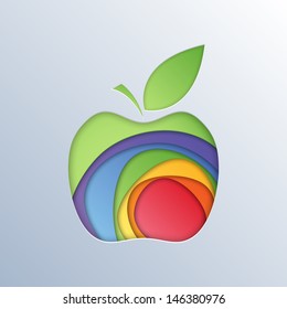 Apple symbol from cut layered paper. Vector illustration