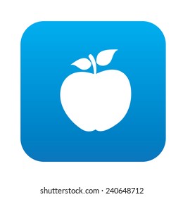 Apple symbol design on blue button,clean vector