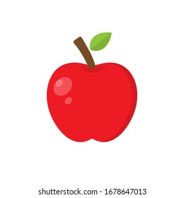 Apple symbol. Red color realistic cartoon style apple. Isolated vector illustration.