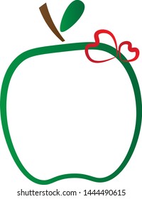 An apple symbol with two hearts on its side
