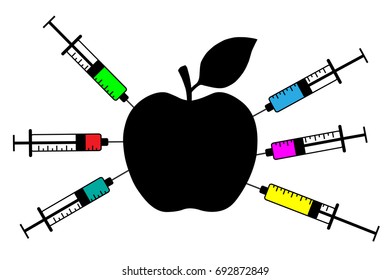 Apple with a syringe, nitrates