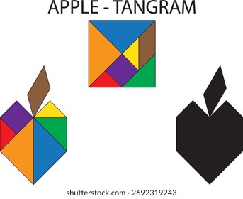 Puzzle Apple Tangram. Educação e criatividade.