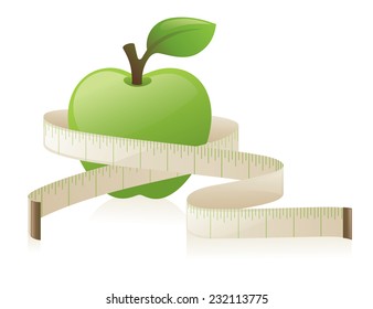 Apple with a tape measure.