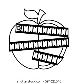 apple with tape measure icon