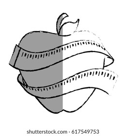 apple with tape measure icon