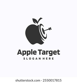 Apple target logo design template. Shooting and aiming focus concept. Creative vector symbol.