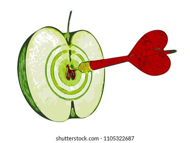 Apple with a target on a white background. Vector illustration