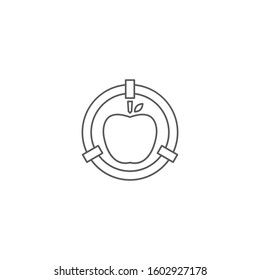 Apple with target vector icon symbol isolated on white background