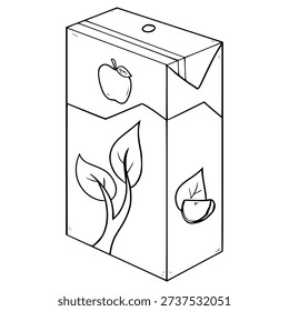 apple tea carton ready to drink illustration hand drawn outline vector