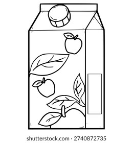 apple tea carton ready to drink illustration hand drawn outline vector