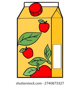apple tea carton ready to drink illustration hand drawn isolated vector