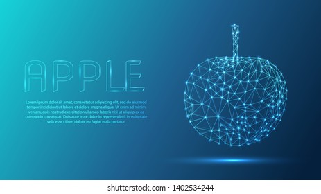 Apple in the technological style. Lines with luminous dots. Vector illustration. Eps 10