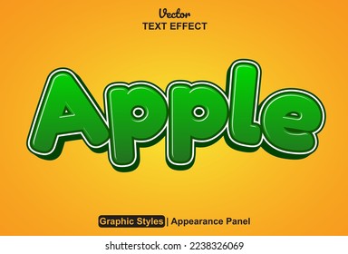 apple text effect with graphic style and editable.