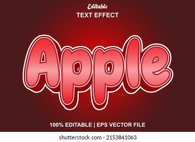 apple text effect with red color editable.