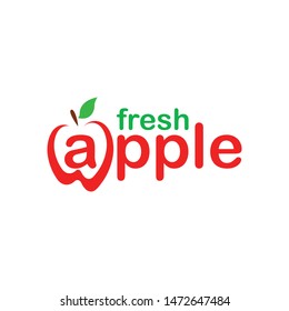 Apple text logo with fruit apple in place of the letter A, logo design with creative ideas for business companies.