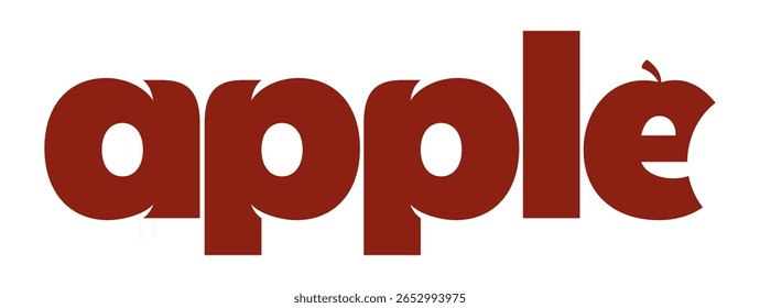 apple text logo vector illustration, red fruit typography monogram for juice branding, organic food design, or fresh produce label