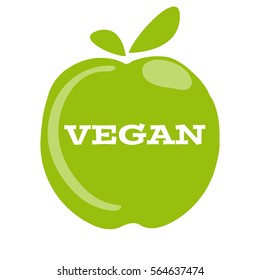 Apple with text on white background. Vector illustration.