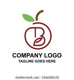 manzana que forma letra B, hoja natural abstracta, logotipo de letra natural b, letra pequeña b diseño vectorial.